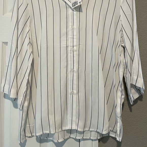 Striped Button Up 3/4 Sleeved Top - Picture 2 of 3